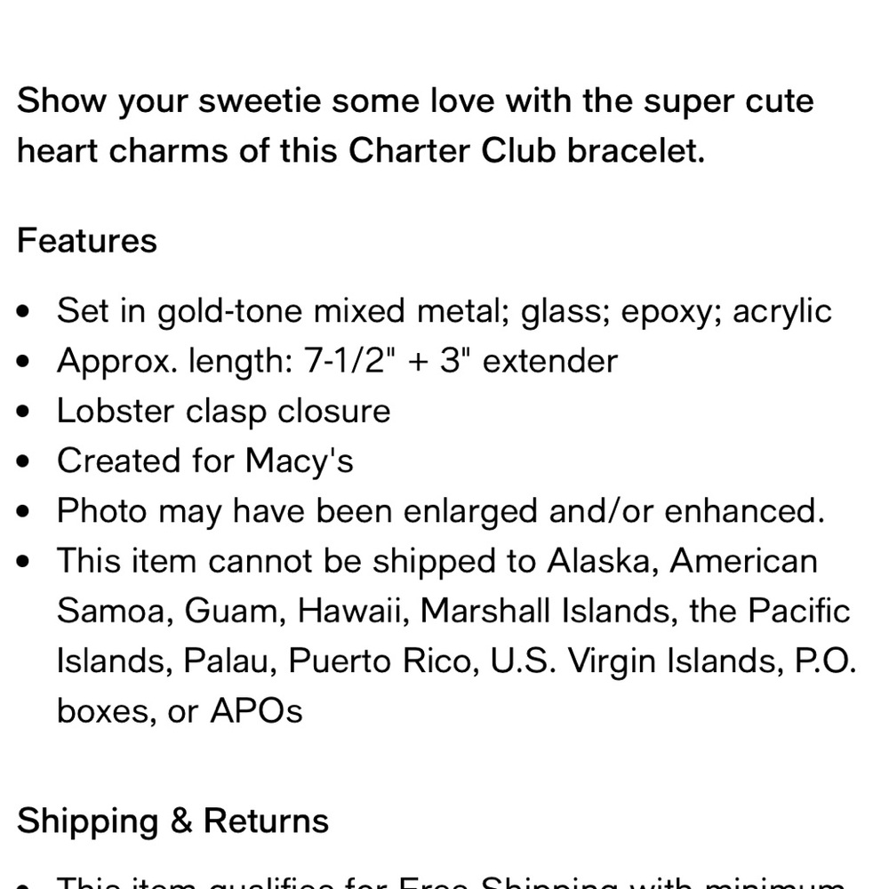 EUC MACYS SWEETHEART BRACELET - Picture 4 of 4